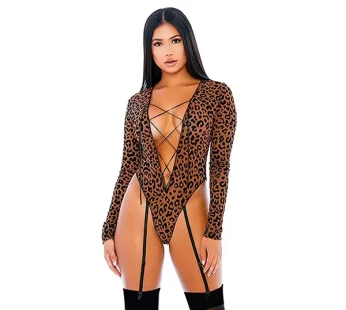 For Dreams Leopar Jartiyerli Fantezi Takım 8292