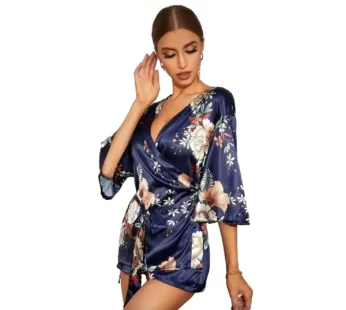 For Dreams Desenli Saten Kimono Sabahlık 8330