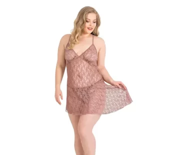 Primoda Büyük Beden Vizon Kısa Tül Gecelik 3027