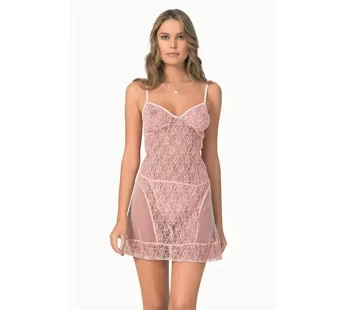 Primoda İşleme Detaylı Transparan Kısa Tül Gecelik 4082