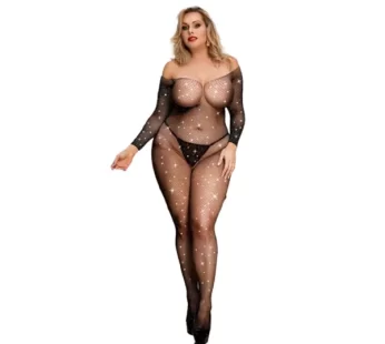 Vivaldy Büyük Beden Taşlı Fantezi Vücut Çorabı 3825