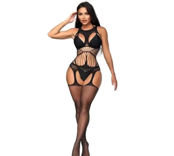 Vivaldy Siyah Jartiyerli Fantezi Vücut Çorabı 4140