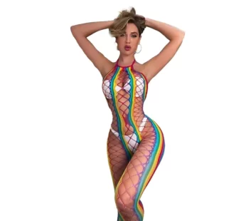 Vivaldy Fileli Gökkuşağı Fantezi Vücut Çorabı 4585