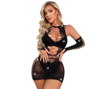 Vivaldy Eldivenli Taşlı Fantezi Vücut Çorabı 4850