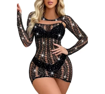 Vivaldy Taşlı Elbise Fantezi Vücut Çorabı 4885