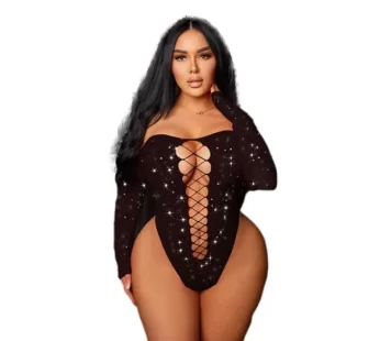 Vivaldy Dekolteli Taşlı Fantezi Vücut Çorabı 4925