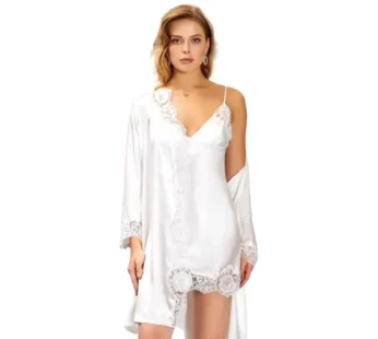 Jeremi Saten Kısa İkili Bride Gecelik 3062