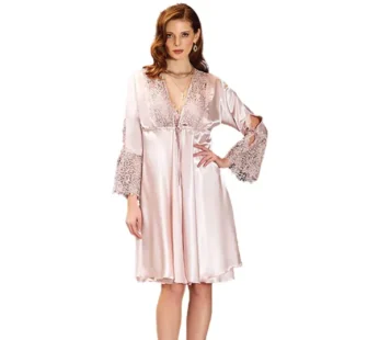 Jeremi Dantelli Saten Kısa İkili Gecelik Sabahlık Takımı 3126