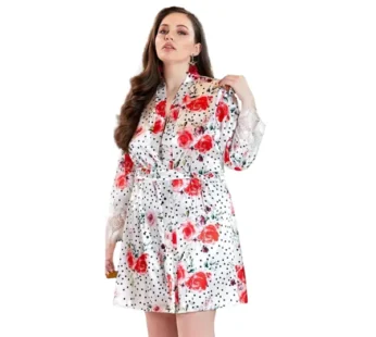 Jeremi Ekru Battal Saten İkili Büyük Beden Gecelik Sabahlık Takımı 3239