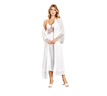 Jeremi Saten Brodeli 6’lı Gecelik Sabahlık Takımı S210