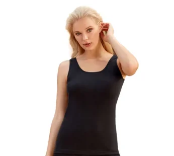 Berrak Kadın Pamuklu Penye Ribana Siyah Geniş Askılı Atlet 2015 (3’lü Paket)