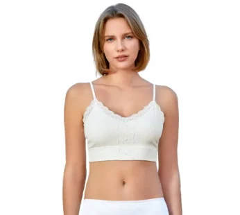 Berrak Kadın Ekru Dantelli İp Askılı Sütyen Bralet 7022